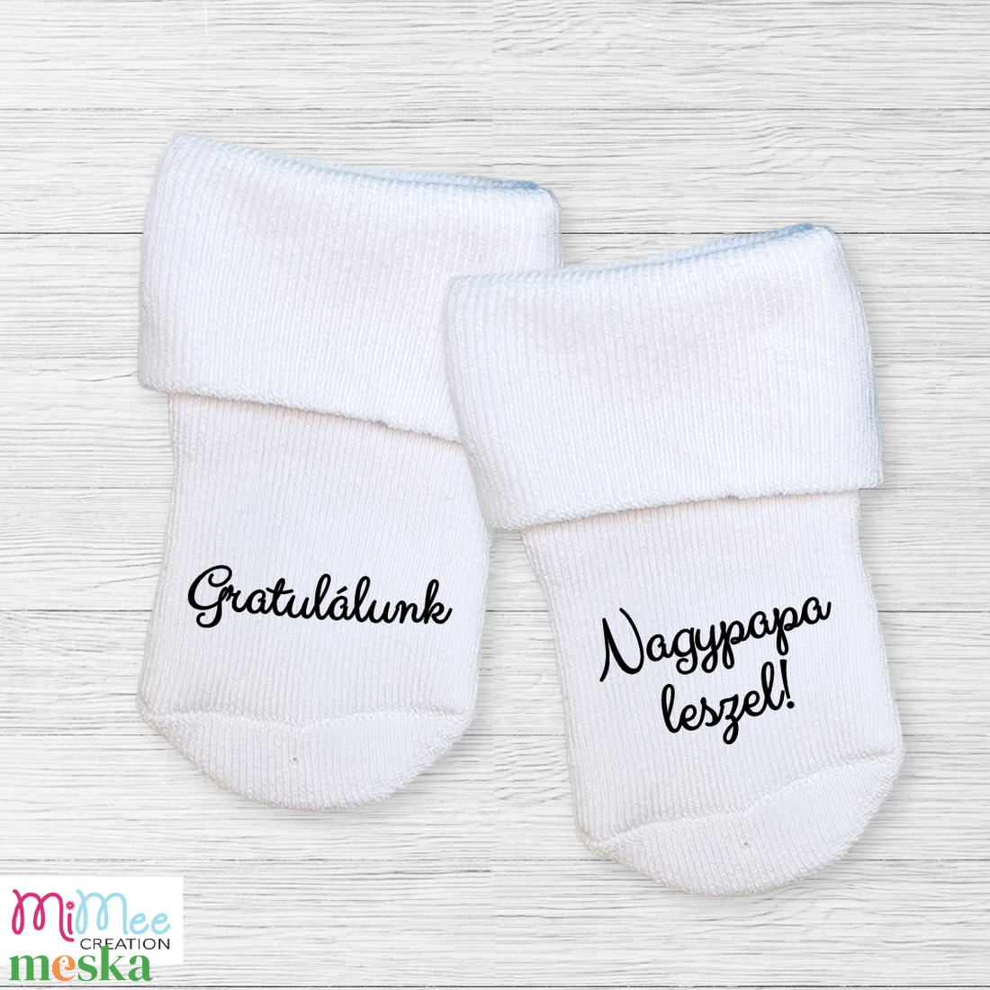 Baba bejelentő zokni, bababejelentő ajándék - gratulálunk nagypapa leszel, nagymama leszel - ruha & divat - babaruha & gyerekruha - babafotózási ruha és kellék - Meska.hu