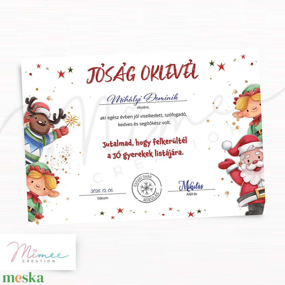 Jóság oklevél a Mikulástól - integető Mikulásos grafikával - karácsony - mikulás - mikulás ajándékok - Meska.hu
