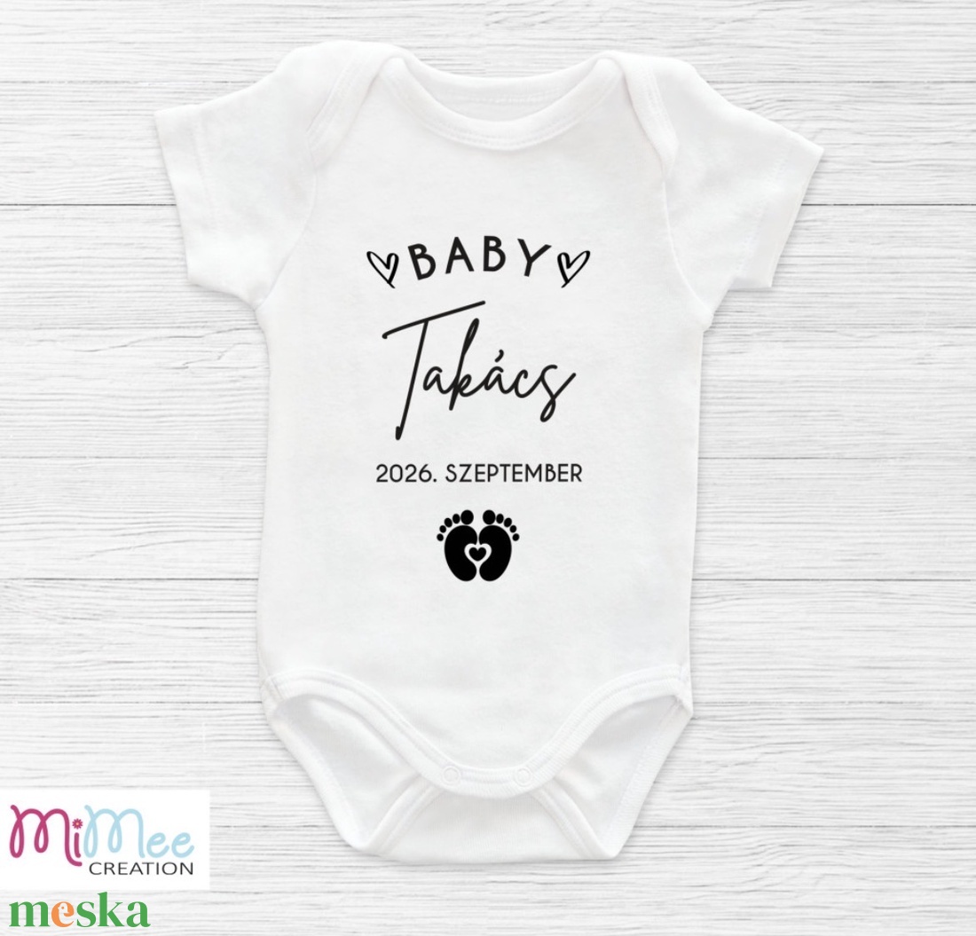 Baby és családneves baba bejelentő body, feliratos baba body - baba - mama - babaruházat - baba body - Meska.hu
