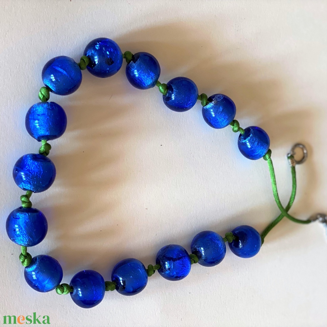 Ragyogó kék üveg gyöngysor nyakék - ékszer - nyaklánc - gyöngyös nyaklánc - Meska.hu