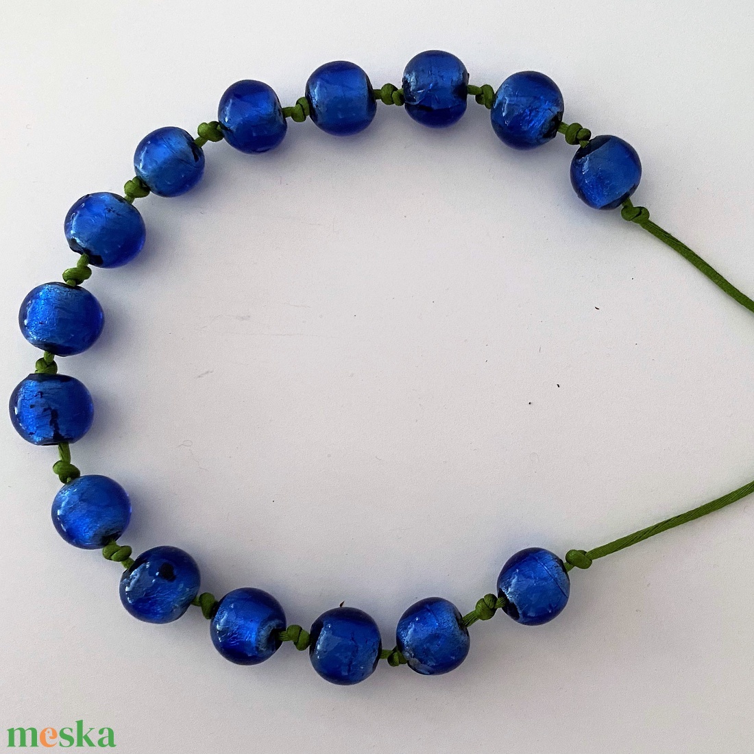 Ragyogó kék üveg gyöngysor nyakék - ékszer - nyaklánc - gyöngyös nyaklánc - Meska.hu