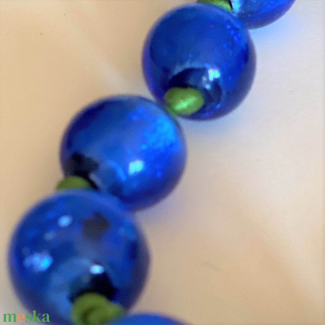 Ragyogó kék üveg gyöngysor nyakék - ékszer - nyaklánc - gyöngyös nyaklánc - Meska.hu