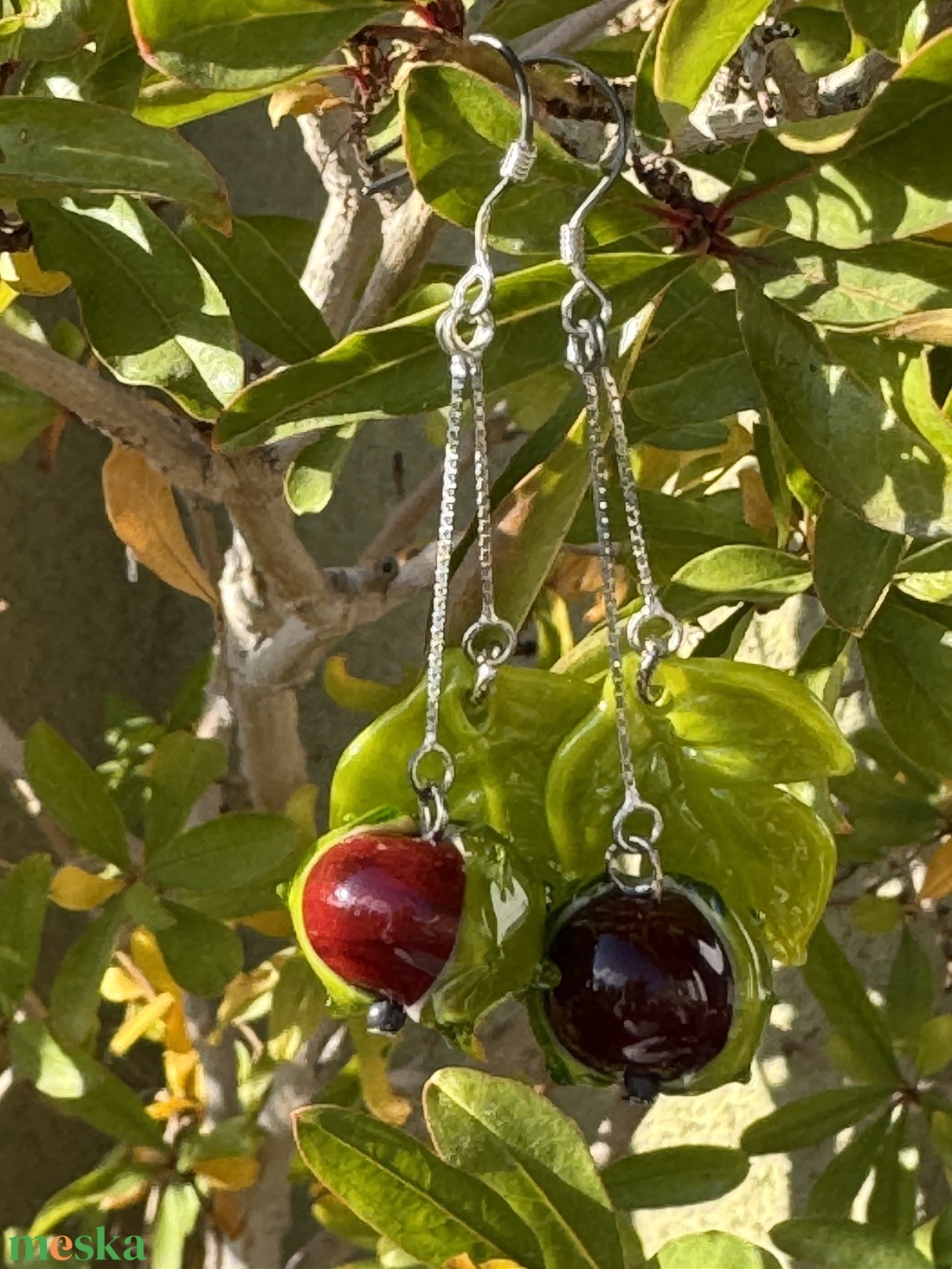 Gesztenyés ezüst fülbevaló - ékszer - fülbevaló - lógó fülbevaló - Meska.hu