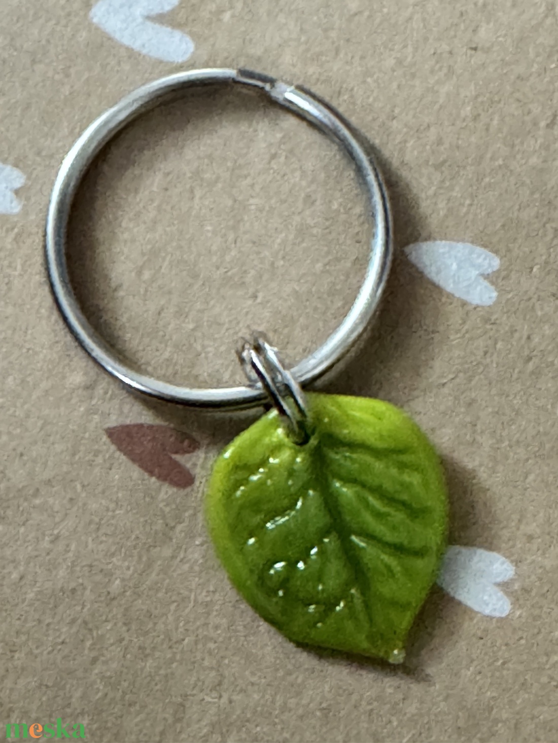 Kulcskarika levéllel - ékszer - fülbevaló - fülékszer - Meska.hu