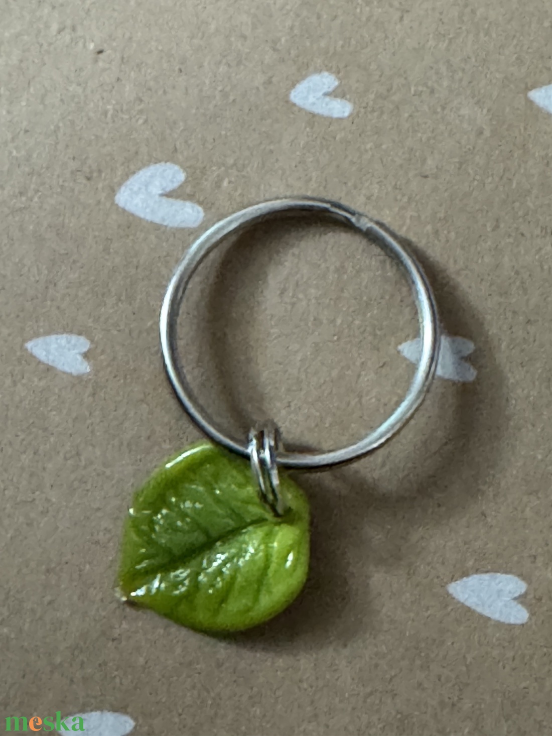Kulcskarika levéllel - ékszer - fülbevaló - fülékszer - Meska.hu