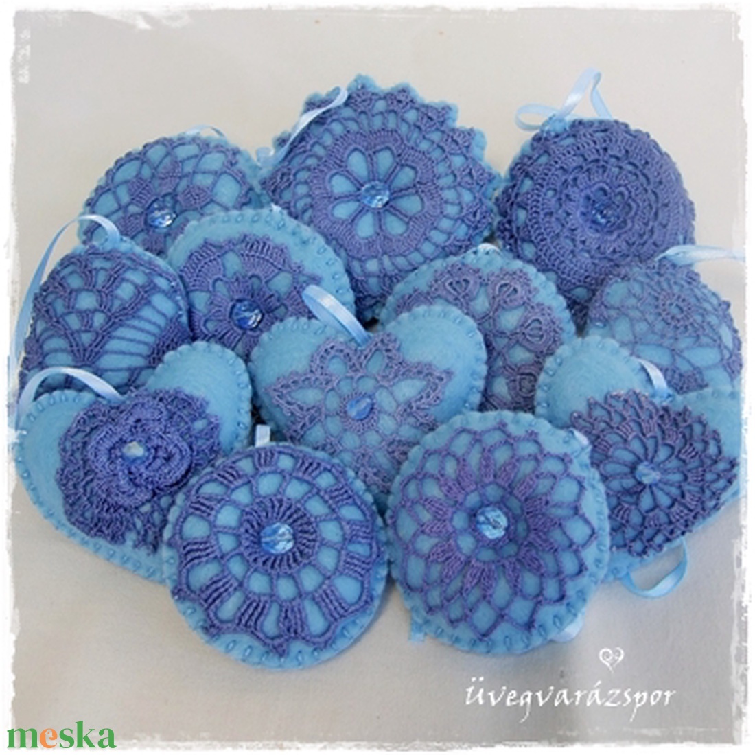 Világoskék filc dísz garnitúra - karácsony - karácsonyi lakásdekoráció - karácsonyfadíszek - Meska.hu Világoskék filc dísz garnitúra - karácsony - karácsonyi lakásdekoráció - karácsonyfadíszek - Meska.hu