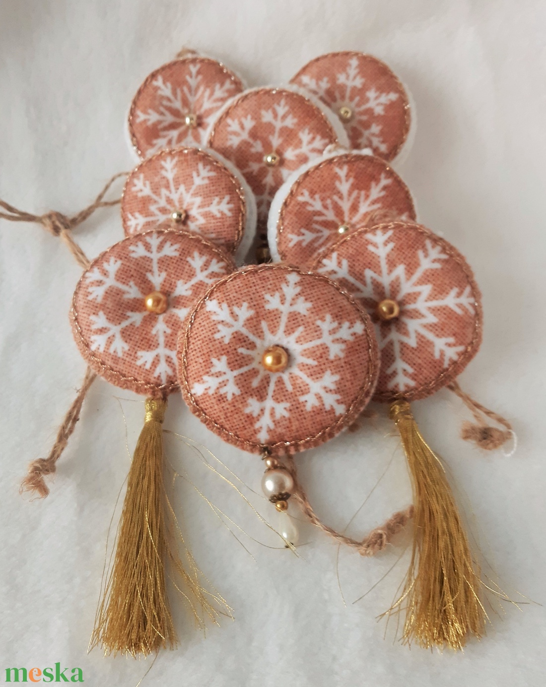 Barna hópelyhes karácsonyi díszek - karácsony - karácsonyi lakásdekoráció - karácsonyfadíszek - Meska.hu