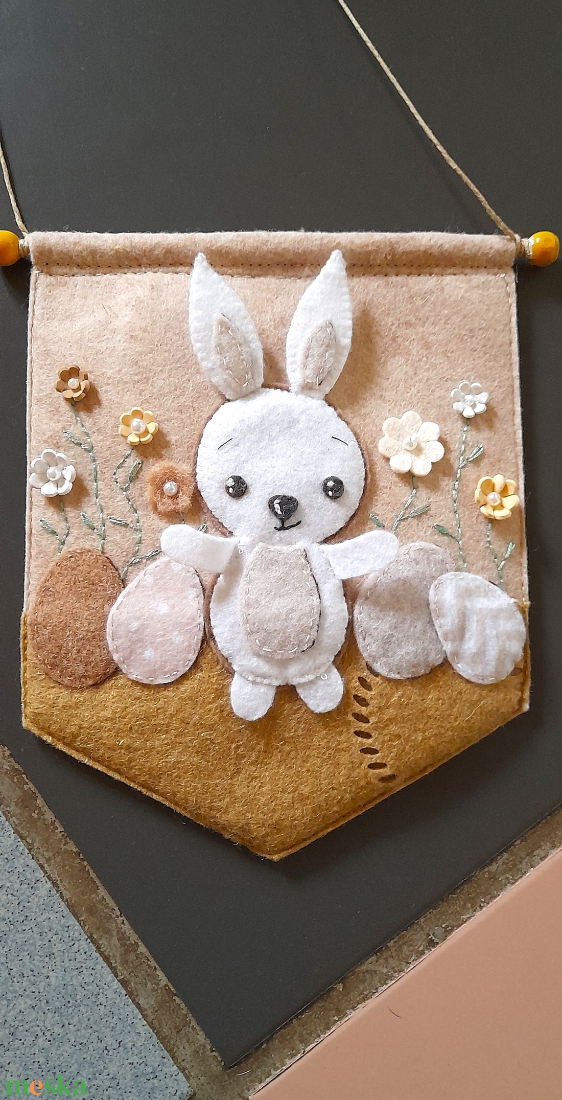 Nyuszis zászlós babaszoba dekoráció. - baba - mama - babaszoba dekoráció - babaszoba füzér, girland  - Meska.hu