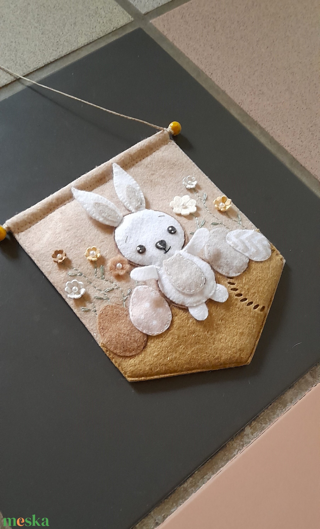 Nyuszis zászlós babaszoba dekoráció. - baba - mama - babaszoba dekoráció - babaszoba füzér, girland  - Meska.hu