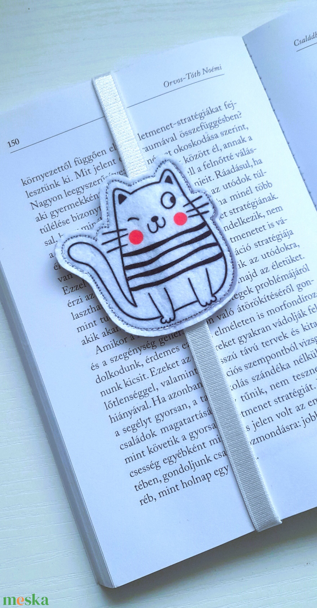 Kedves cica könyvjelző 4. - könyv & zene - könyvjelző - Meska.hu