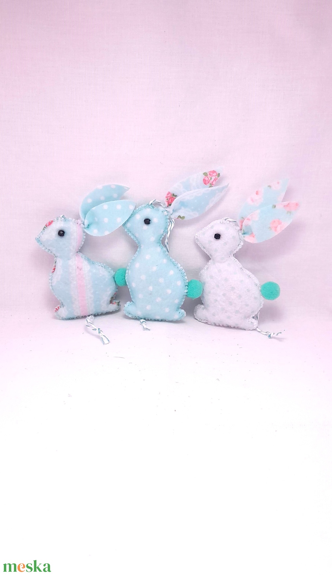 Menta filc húsvéti nyuszik. - otthon & életmód - dekoráció - fali és függő dekoráció - függődísz - Meska.hu