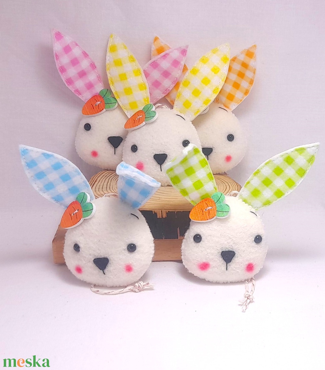 Kockásfülü húsvéti nyuszik. - otthon & életmód - dekoráció - fali és függő dekoráció - függődísz - Meska.hu