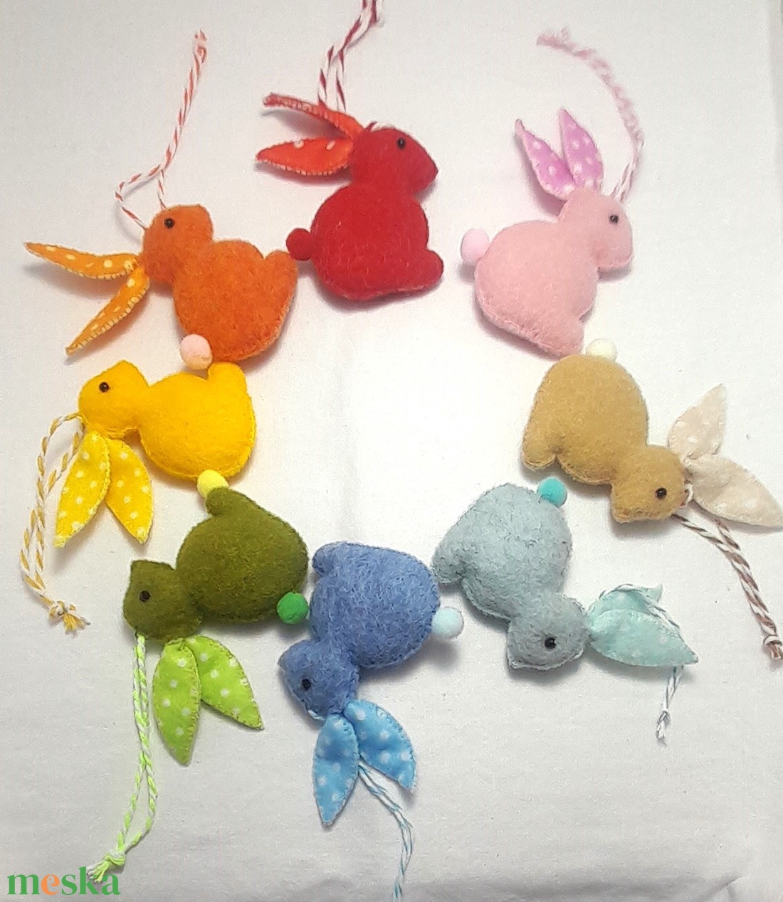 Pöttyösfülü húsvéti nyuszik. - otthon & életmód - dekoráció - fali és függő dekoráció - függődísz - Meska.hu