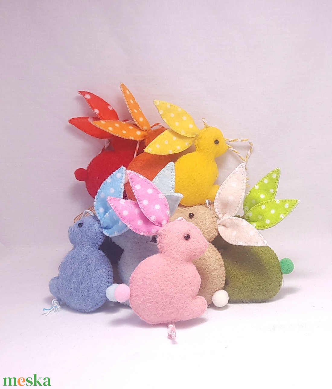 Pöttyösfülü húsvéti nyuszik. - otthon & életmód - dekoráció - fali és függő dekoráció - függődísz - Meska.hu