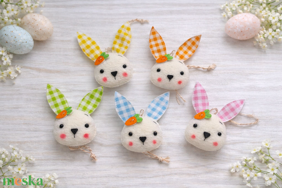 Kockásfülü húsvéti nyuszik. - ünnepi díszek, dekorációk - húsvéti díszek és dekorációk - húsvéti tojásfadíszek - Meska.hu