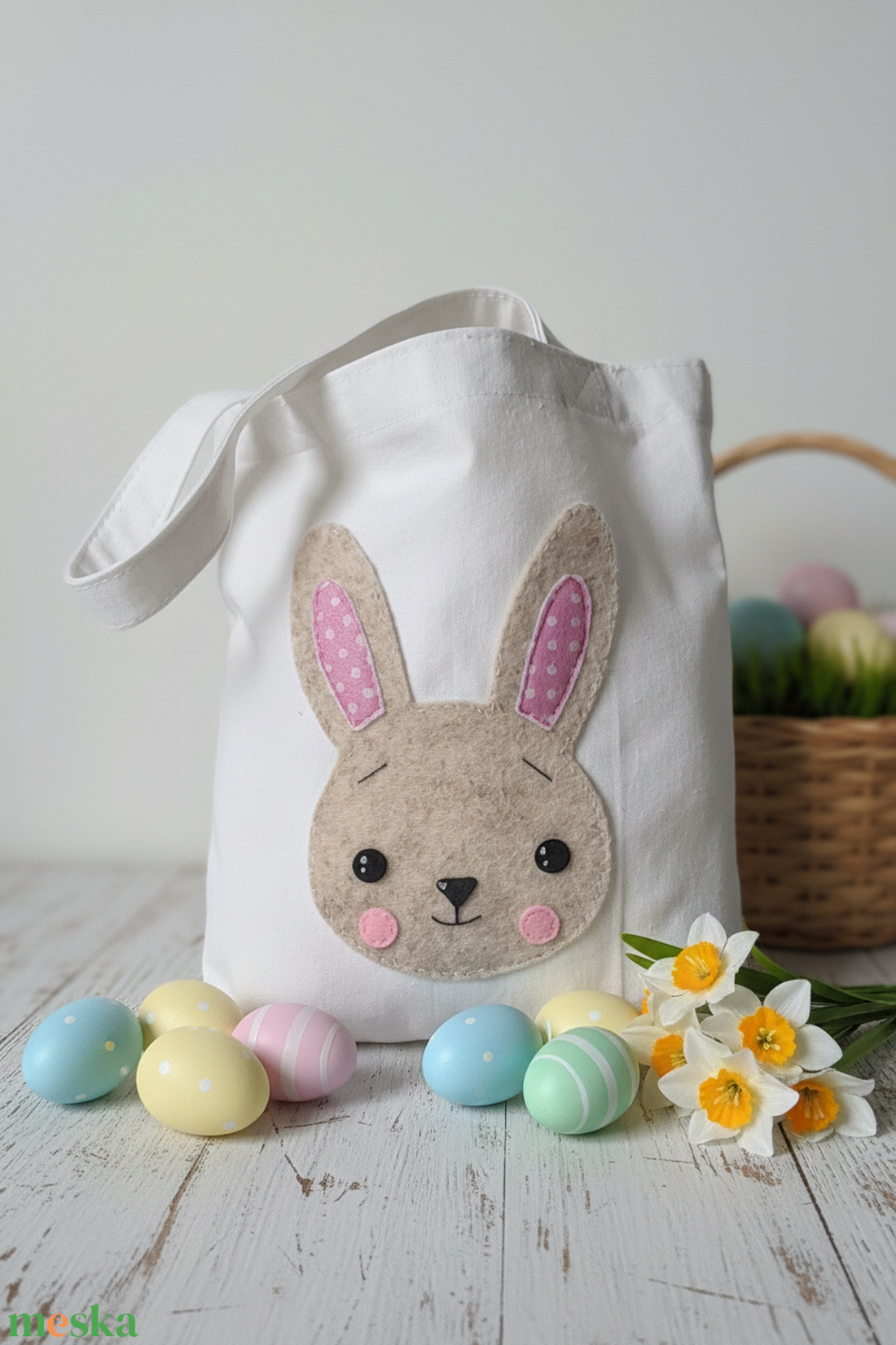 Húsvéti Nyuszis ajándékgyűjtő táska. - ünnepi díszek, dekorációk - húsvéti díszek és dekorációk - húsvéti ajándékátadó - Meska.hu