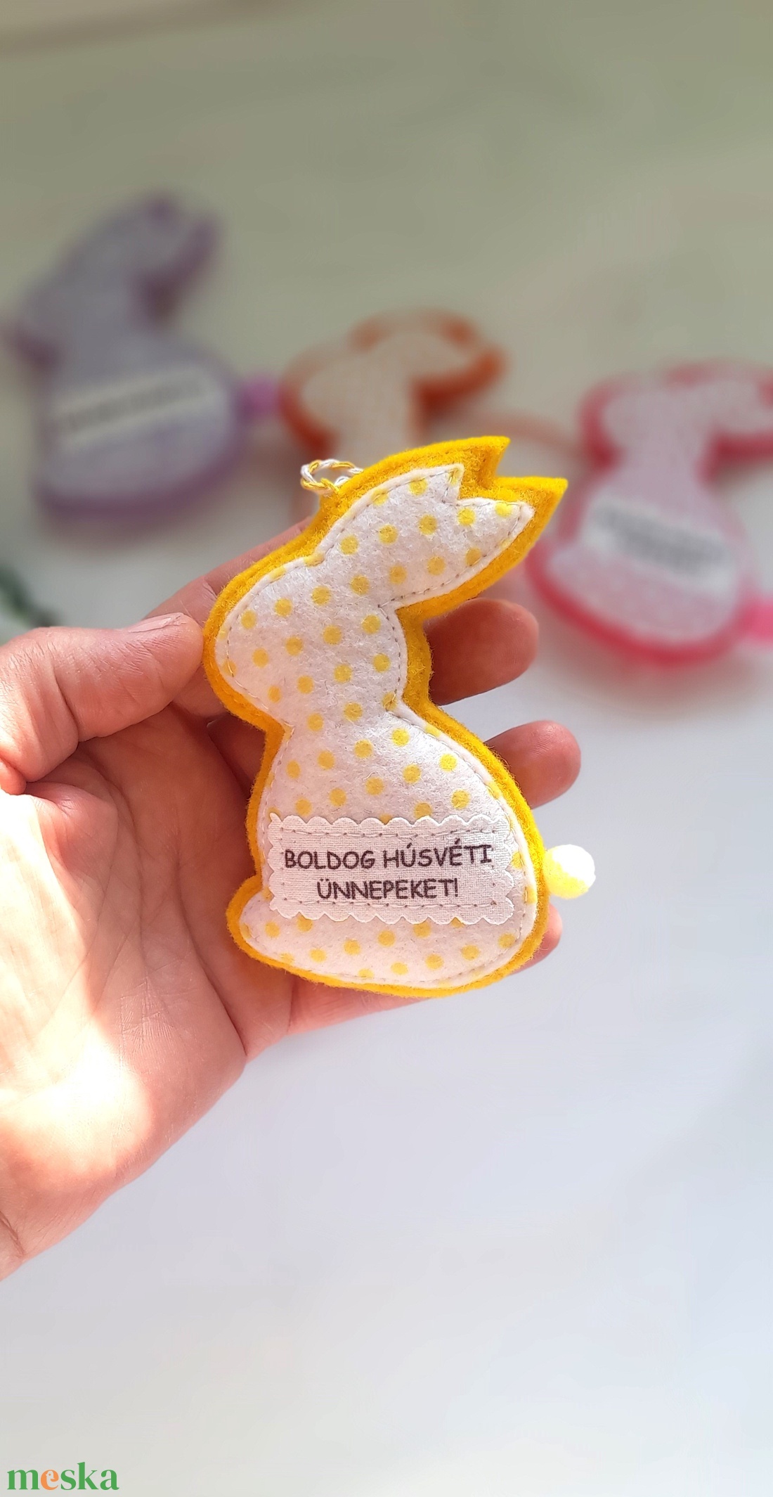 Sárga húsvéti nyuszi függődísz. - ünnepi díszek, dekorációk - húsvéti díszek és dekorációk - húsvéti tojásfadíszek - Meska.hu