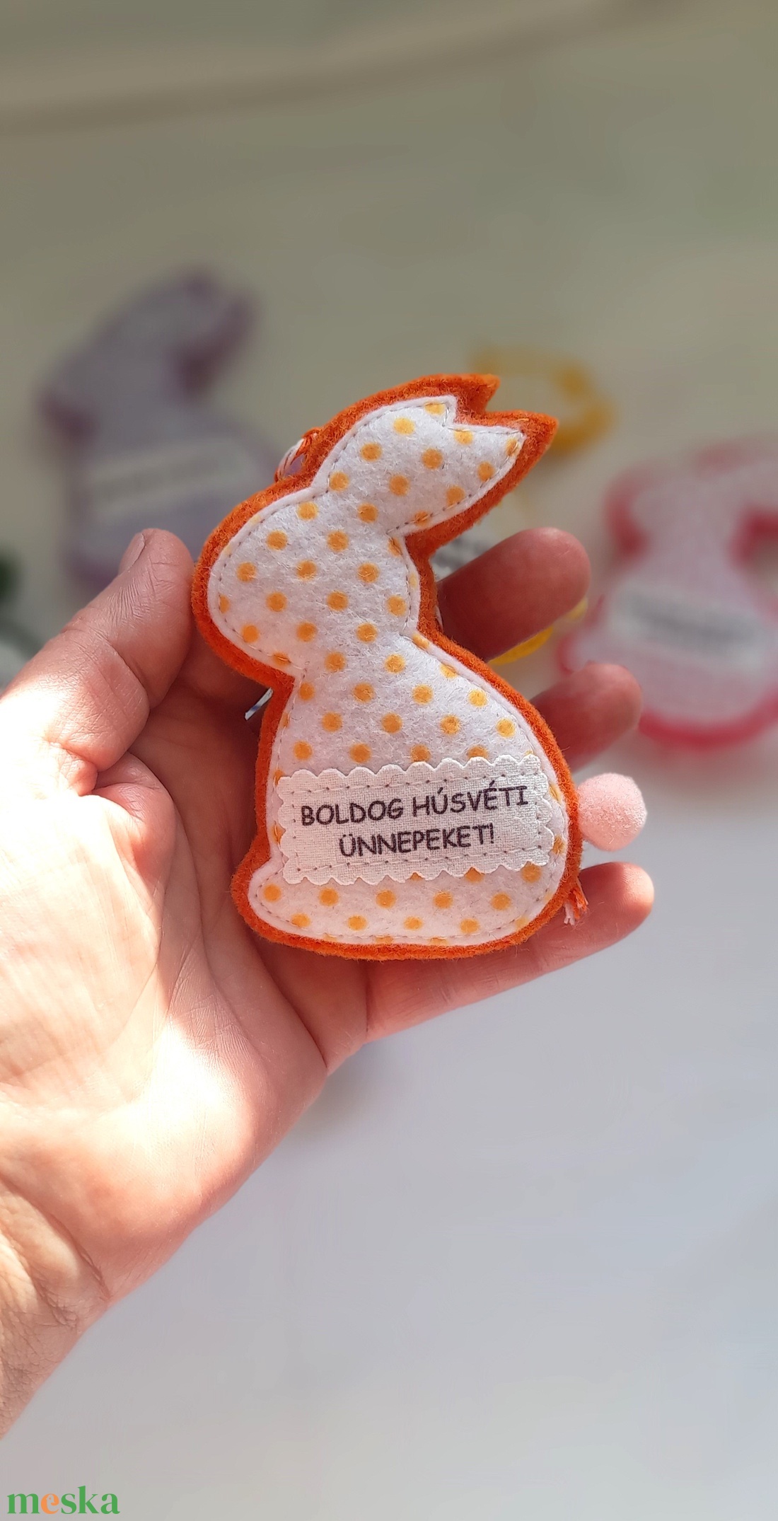 Narancssárga húsvéti nyuszi függődísz. - otthon & életmód - dekoráció - fali és függő dekoráció - függődísz - Meska.hu