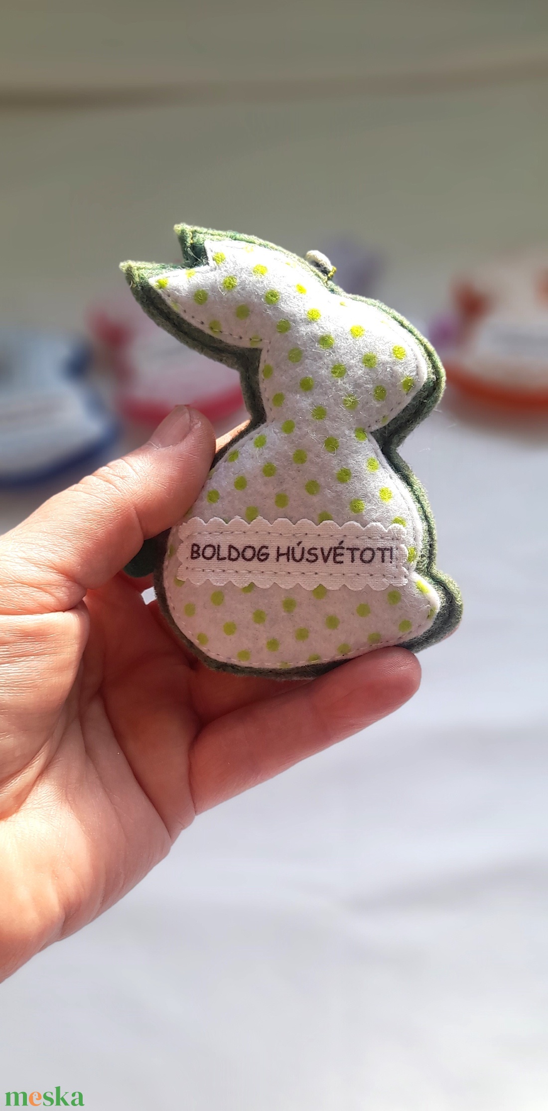 Zöld húsvéti nyuszi függődísz. - otthon & életmód - dekoráció - fali és függő dekoráció - függődísz - Meska.hu