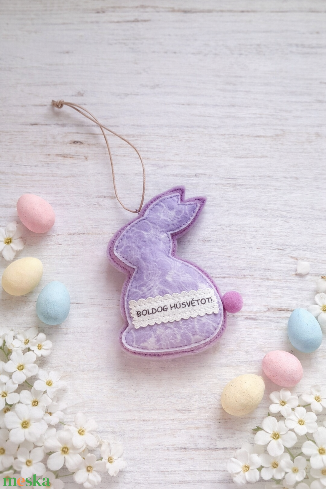 Lila húsvéti nyuszi függődísz. - ünnepi díszek, dekorációk - húsvéti díszek és dekorációk - húsvéti tojásfadíszek - Meska.hu