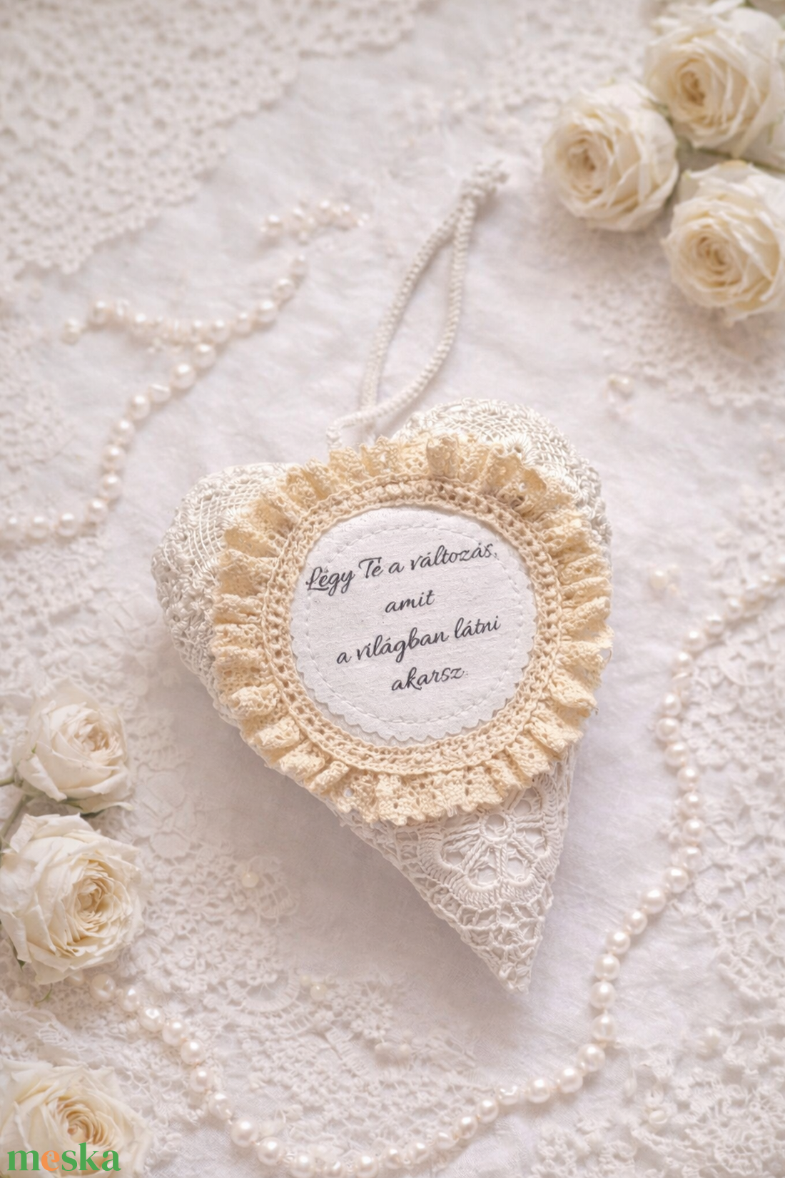 Motíváló romantikus csipke szív .2. - otthon & életmód - dekoráció - fali és függő dekoráció - falra akasztható dekor - Meska.hu