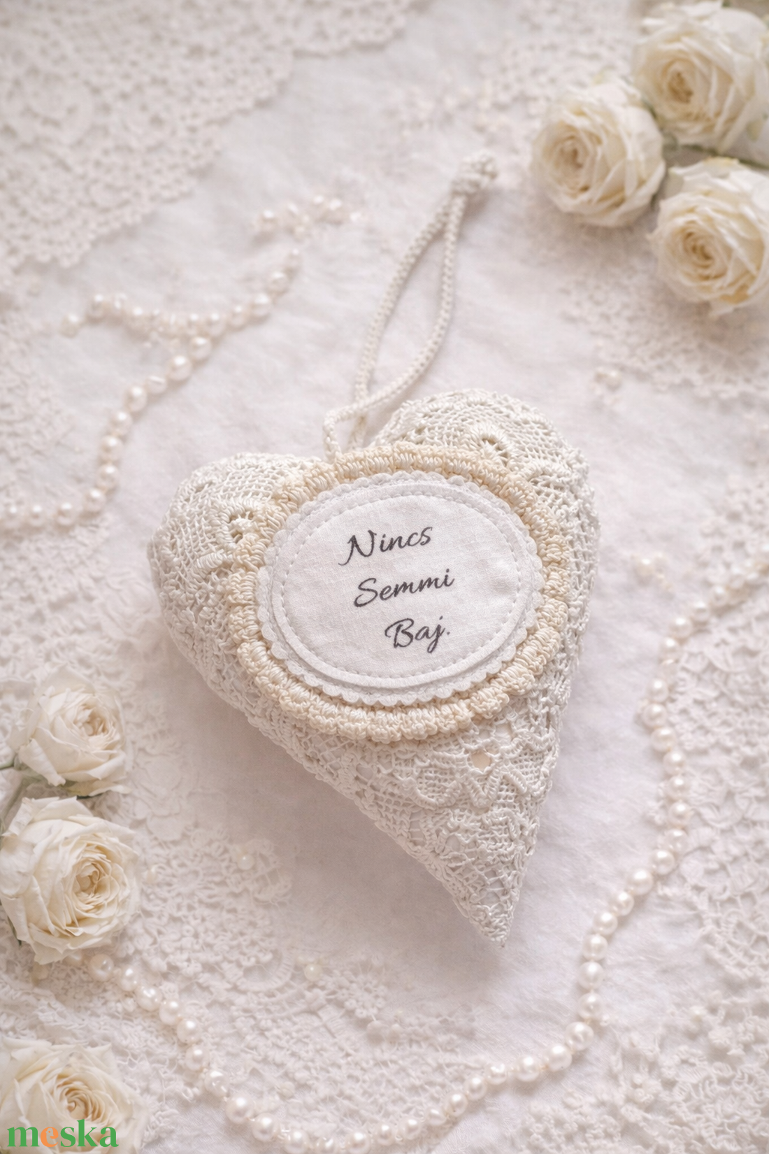 Motíváló romantikus csipke szív .3. - otthon & életmód - dekoráció - fali és függő dekoráció - falra akasztható dekor - Meska.hu