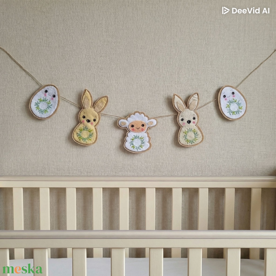 Húsvéti hímzett füzér / girland. - otthon & életmód - dekoráció - fali és függő dekoráció - girland, zászlófűzér - Meska.hu