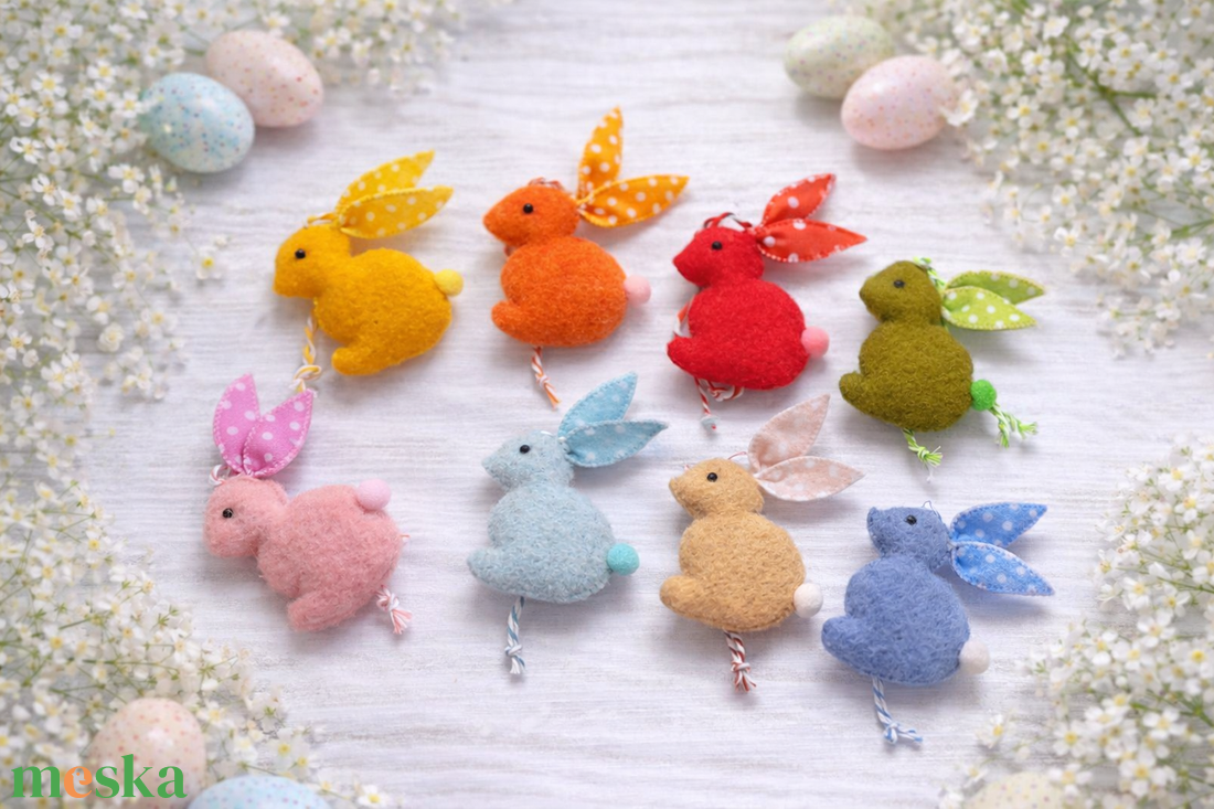 Pöttyösfülü húsvéti nyuszik. - ünnepi díszek, dekorációk - húsvéti díszek és dekorációk - húsvéti tojásfadíszek - Meska.hu