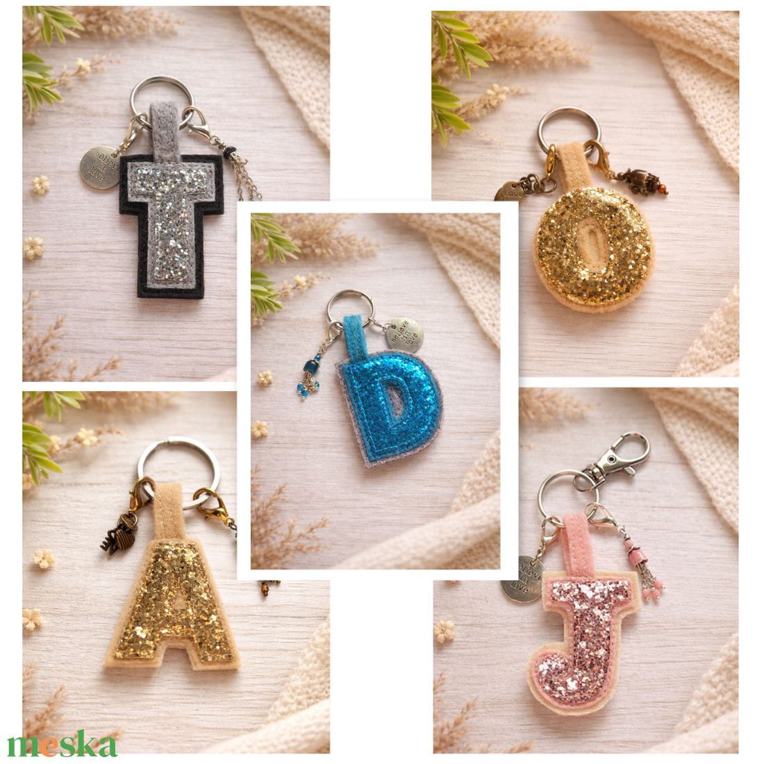 Betű - névreszóló kulcstartó, táskadísz. - táska & tok - kulcstartó & táskadísz - kulcstartó - Meska.hu