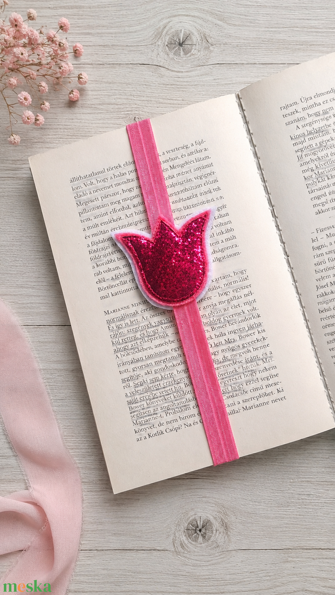 Pink Tulipán Könyvjelző . - könyv & zene - könyvjelző - Meska.hu