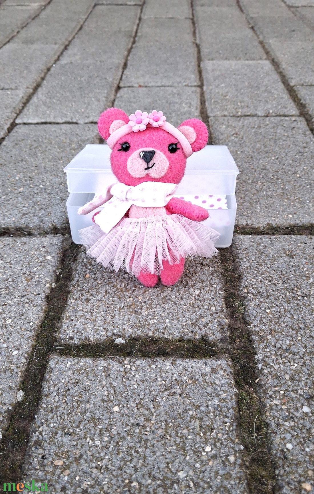 Pink  filc Zsebmaci  - játék & sport - plüssállat & játékfigura - maci - Meska.hu