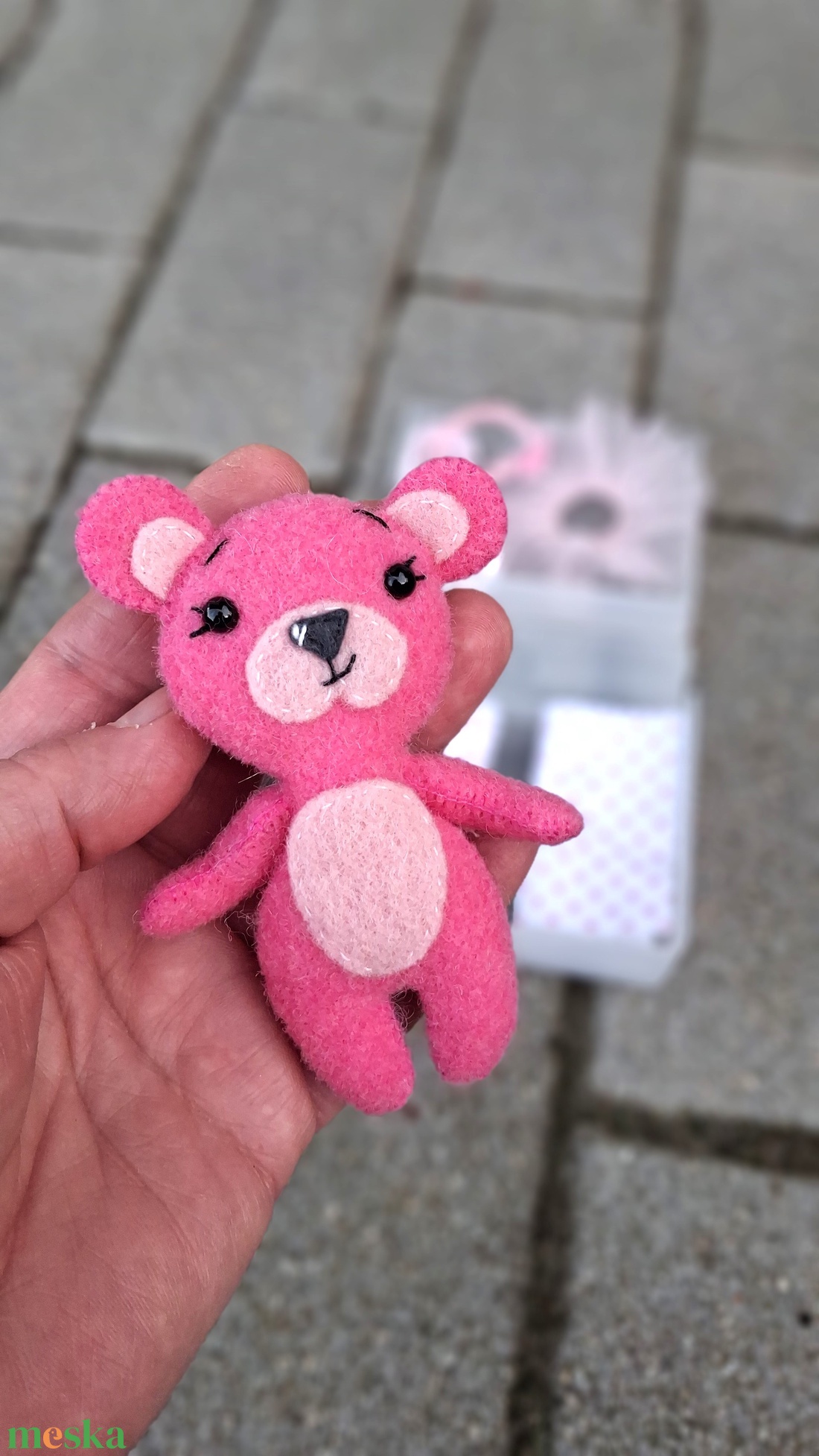 Pink  filc Zsebmaci  - játék & sport - plüssállat & játékfigura - maci - Meska.hu