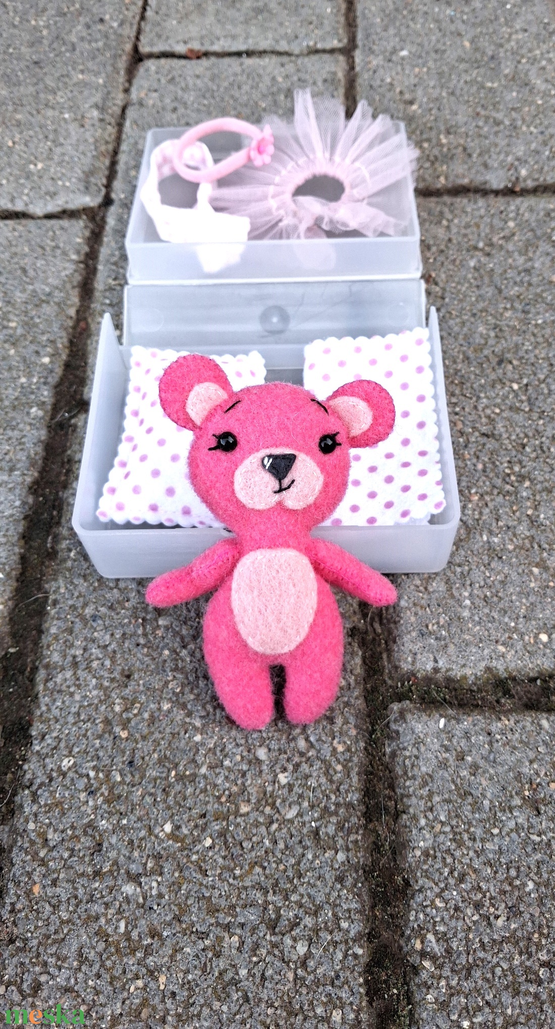 Pink  filc Zsebmaci  - játék & sport - plüssállat & játékfigura - maci - Meska.hu