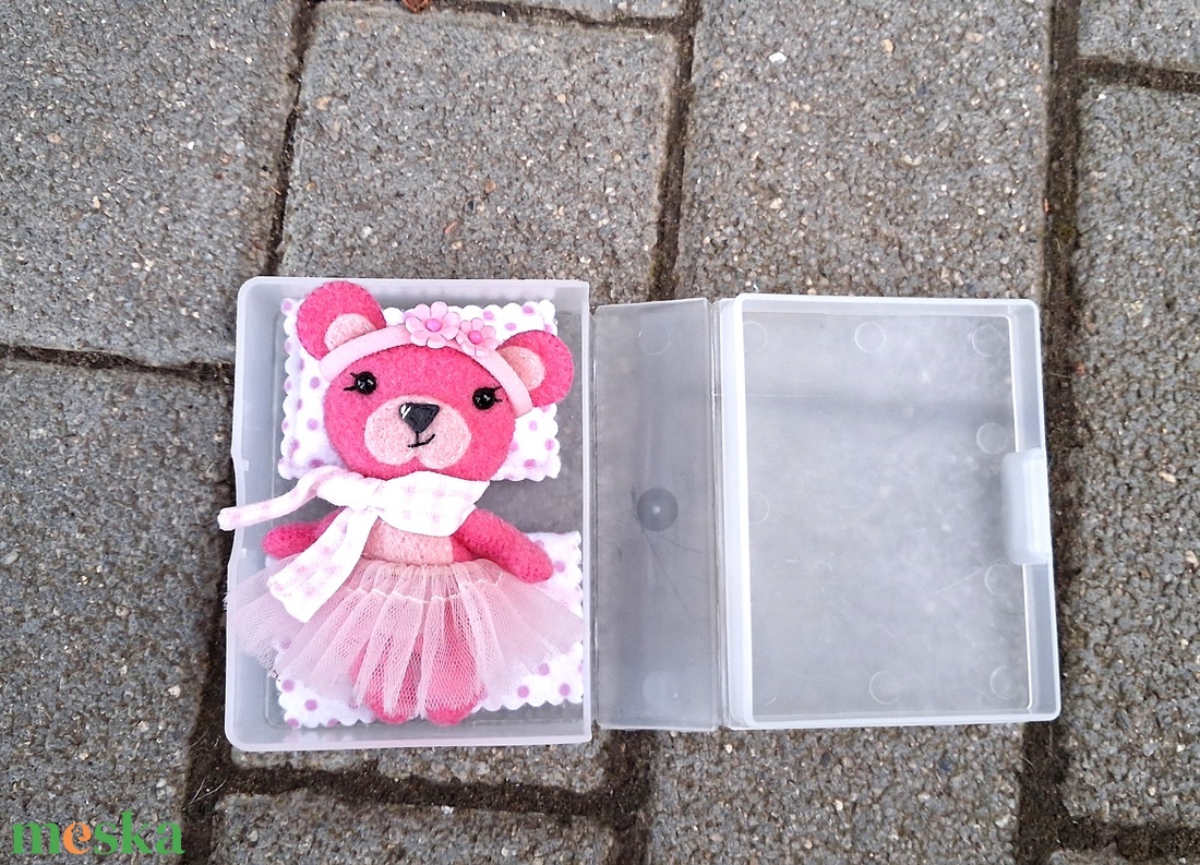 Pink  filc Zsebmaci  - játék & sport - plüssállat & játékfigura - maci - Meska.hu