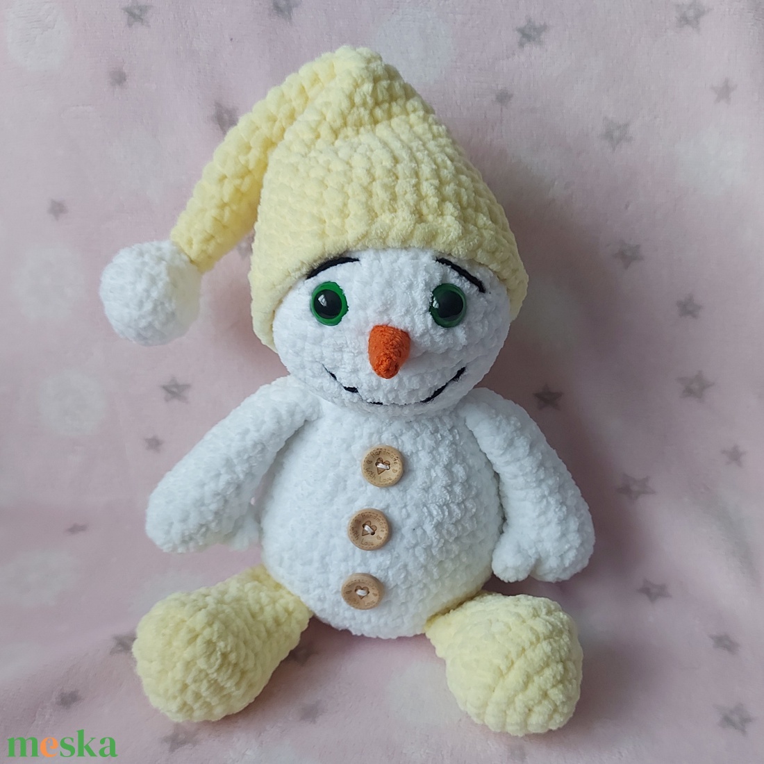 Nagy amigurumi hóember - karácsony - karácsonyi lakásdekoráció - karácsonyi manók, figurák - Meska.hu