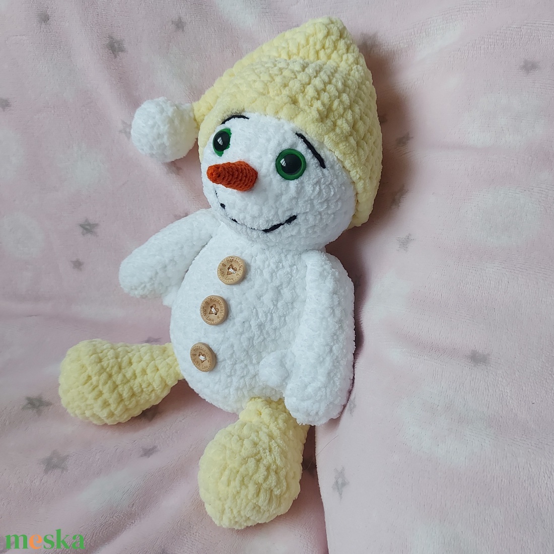 Nagy amigurumi hóember - karácsony - karácsonyi lakásdekoráció - karácsonyi manók, figurák - Meska.hu