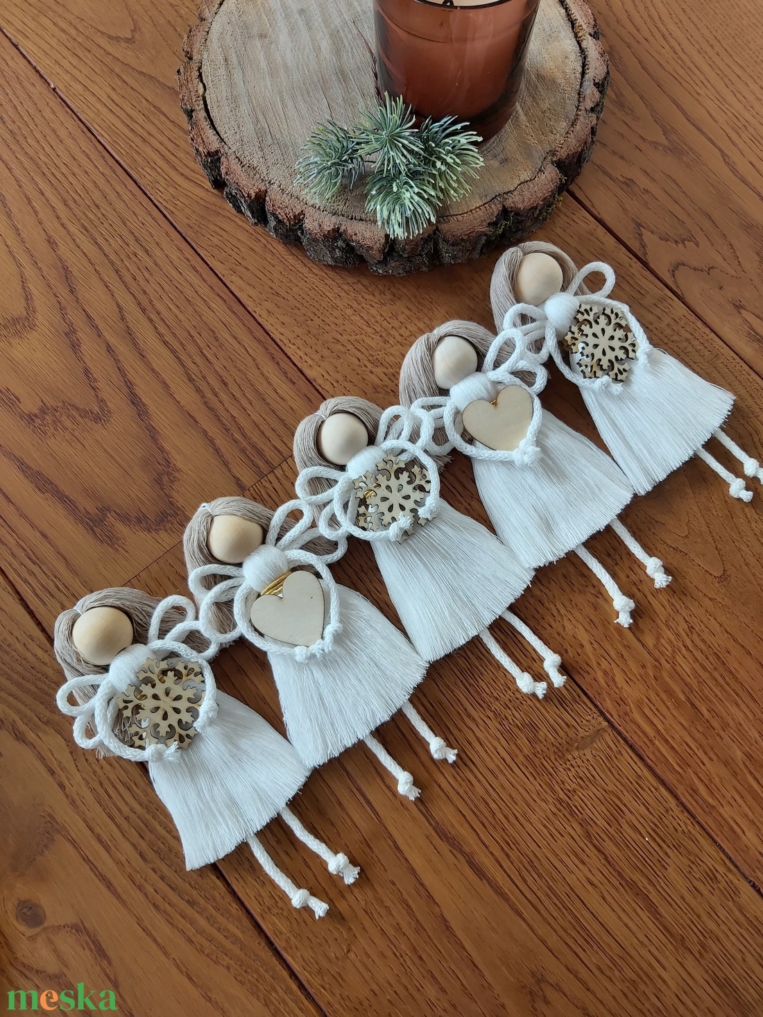 Makramé angyal - karácsony - karácsonyi lakásdekoráció - karácsonyi lakásdíszek - Meska.hu