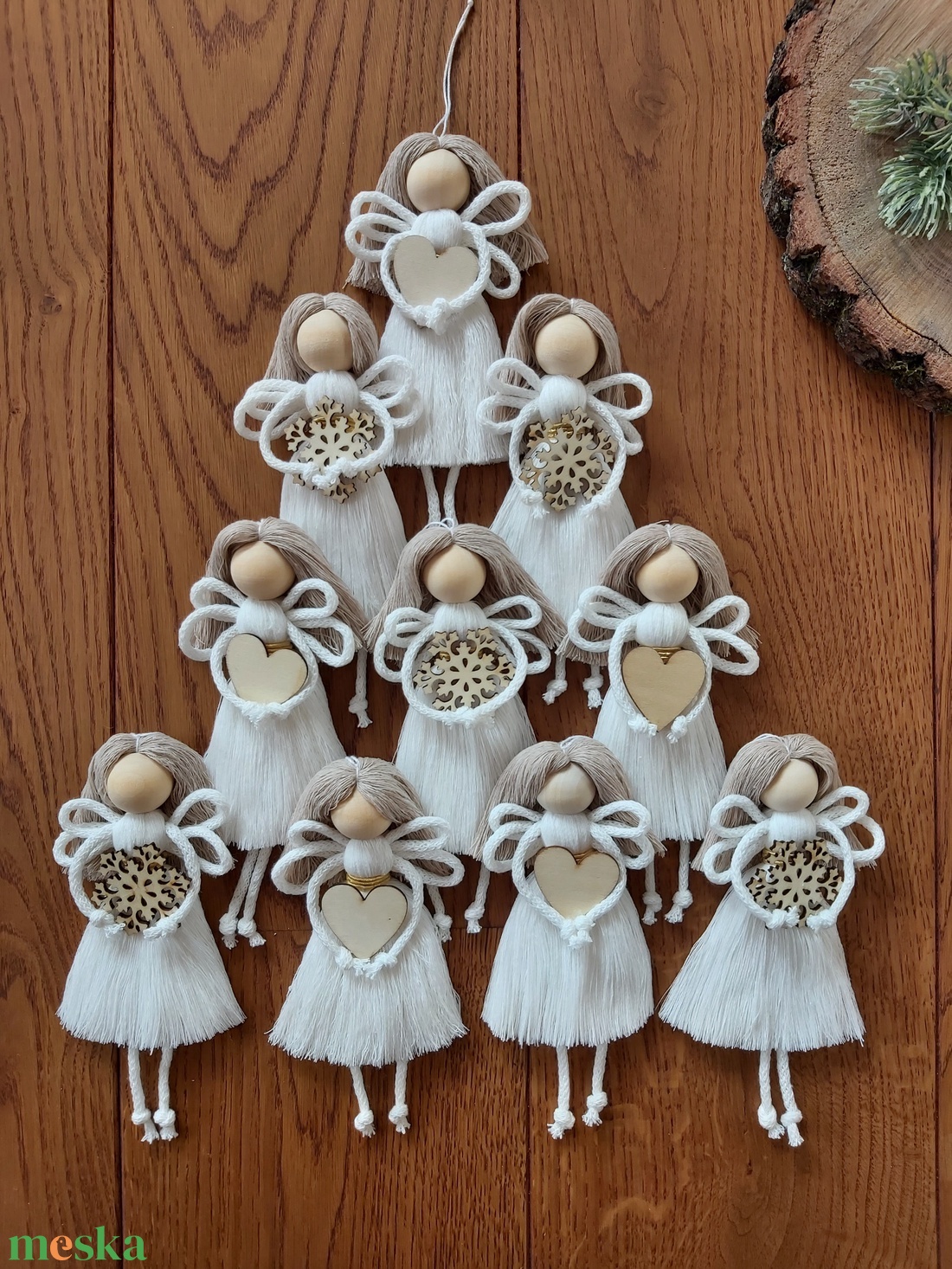 Makramé angyal - karácsony - karácsonyi lakásdekoráció - karácsonyi lakásdíszek - Meska.hu