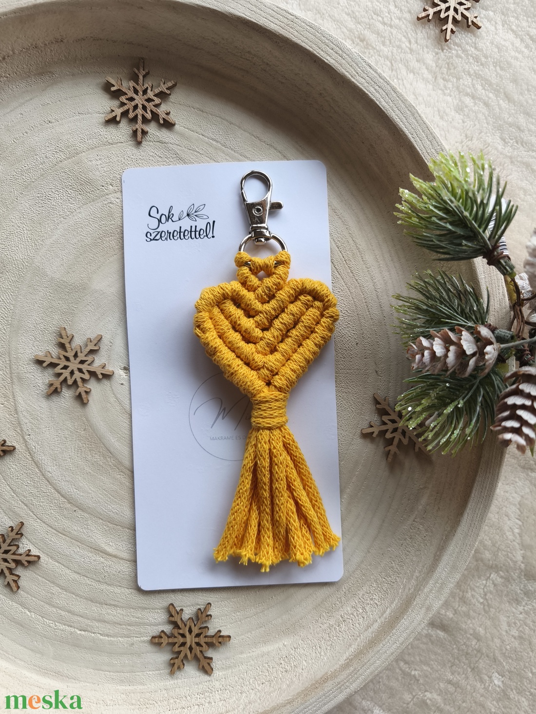 Makramé szív kulcstartó - táska & tok - kulcstartó & táskadísz - kulcstartó - Meska.hu