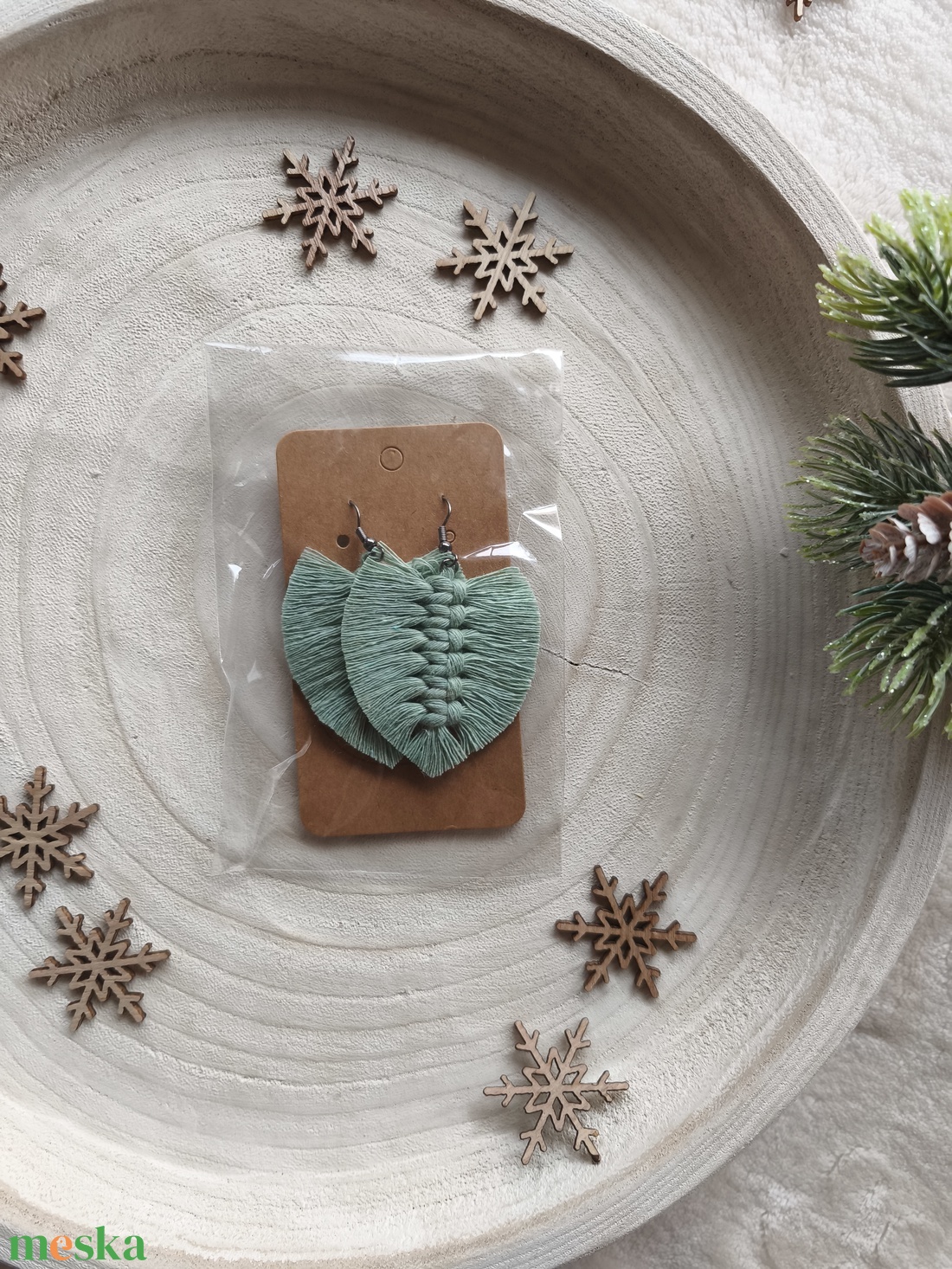 Makramé fülbevaló - ékszer - fülbevaló - lógó fülbevaló - Meska.hu