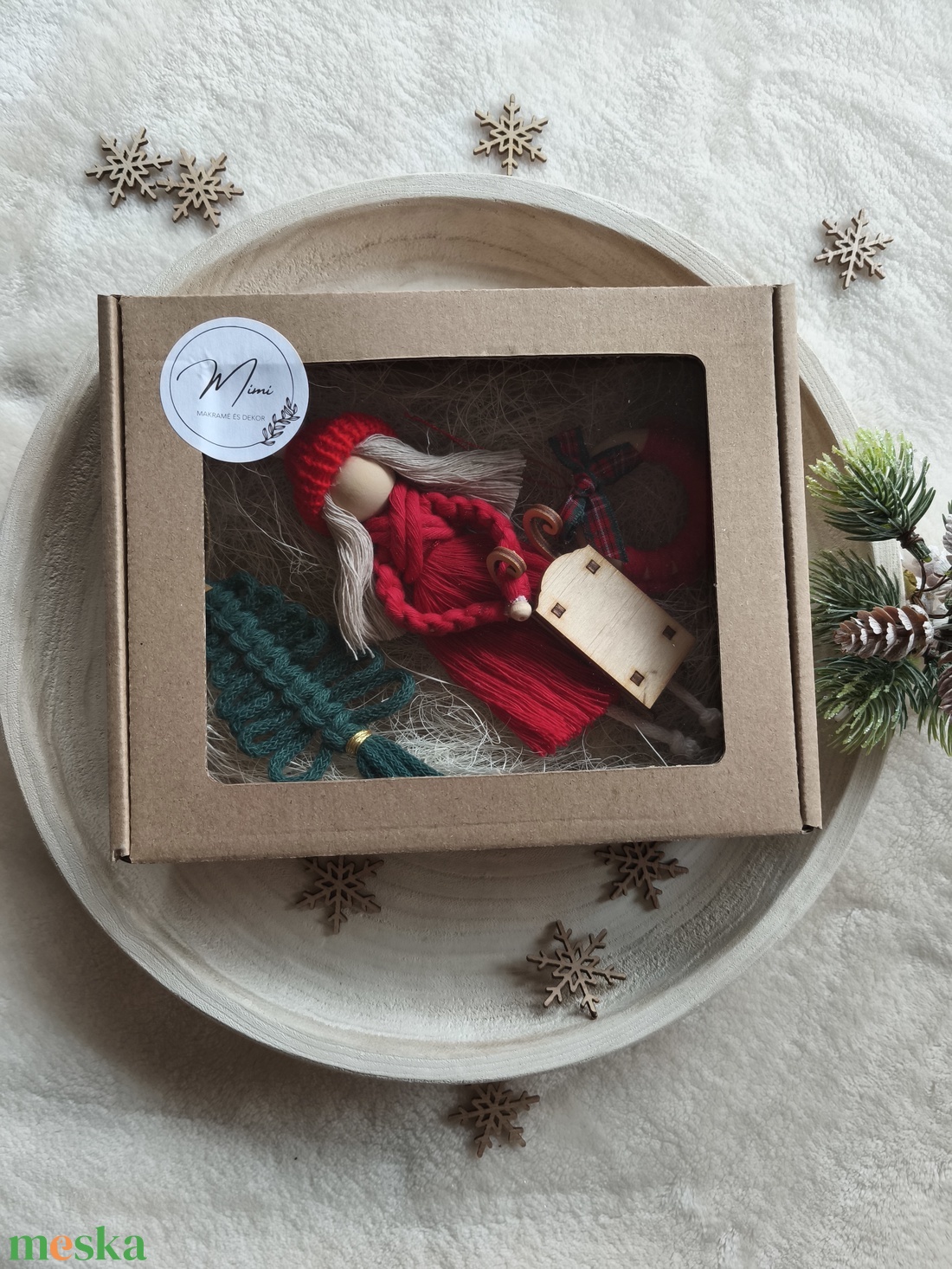 Makramé karácsonyfa díszek  - karácsony - karácsonyi lakásdekoráció - karácsonyfadíszek - Meska.hu