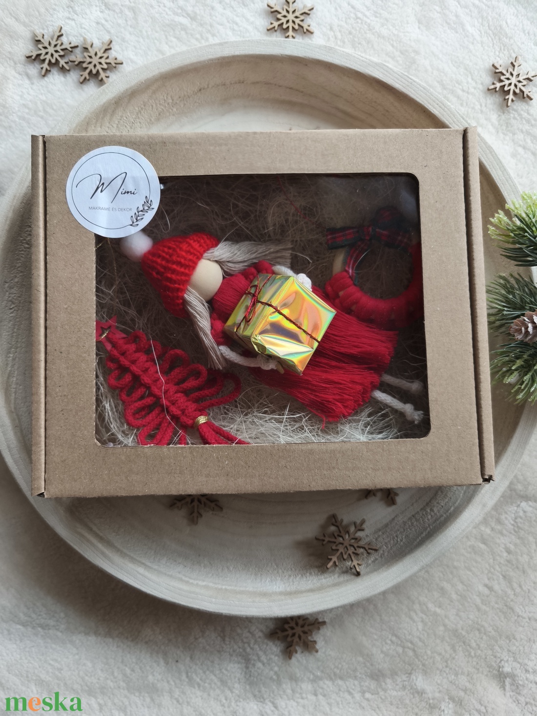 Makramé karácsonyfa díszek  - karácsony - karácsonyi lakásdekoráció - karácsonyfadíszek - Meska.hu