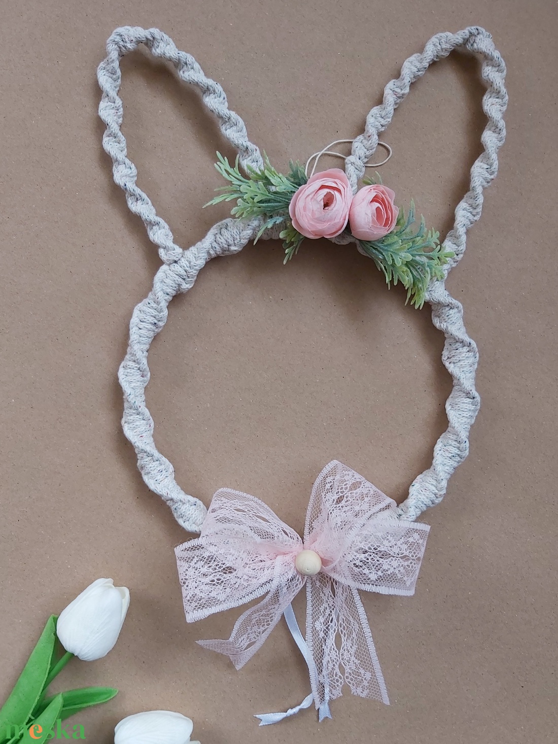 Nyuszi fej ajtó dekor közepes  - otthon & életmód - dekoráció - fali és függő dekoráció - falra akasztható dekor - Meska.hu