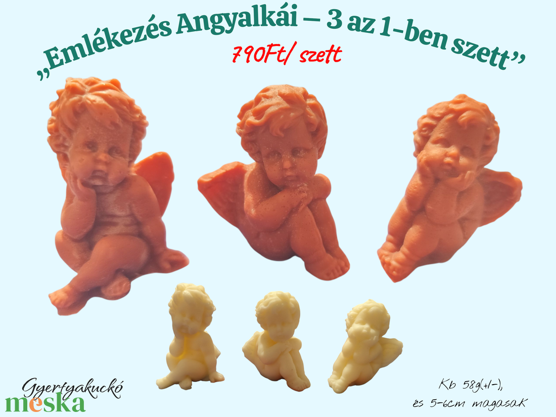 Emlékezés Angyalkái  3 az 1-ben szett - kellékek & szerszámok - dekorációs kellékek - dekorációs gyertya - Meska.hu