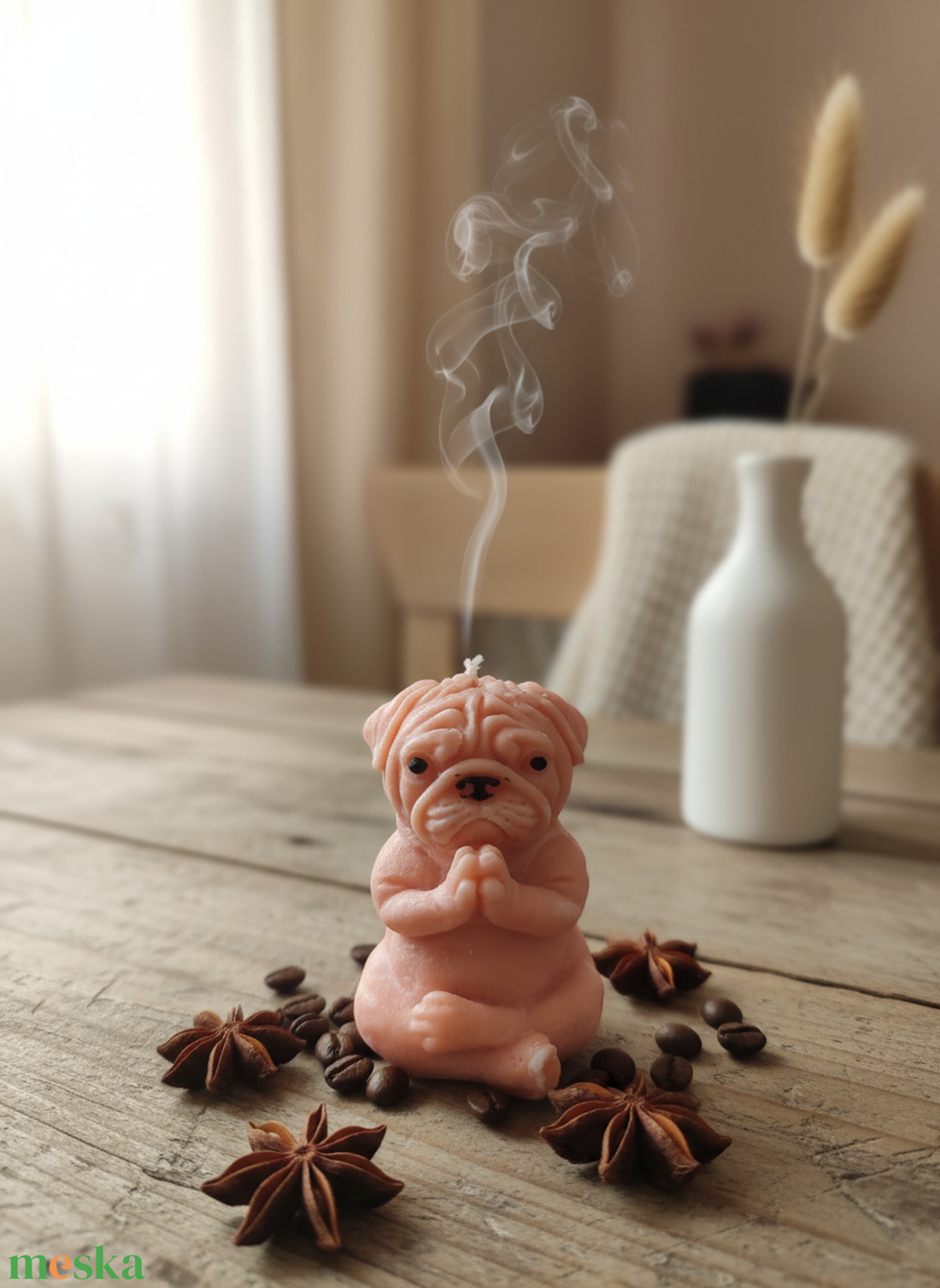 Mopsz kutya gyertya kézműves szójaviasz gyertya  - kellékek & szerszámok - dekorációs kellékek - dekorációs gyertya - Meska.hu