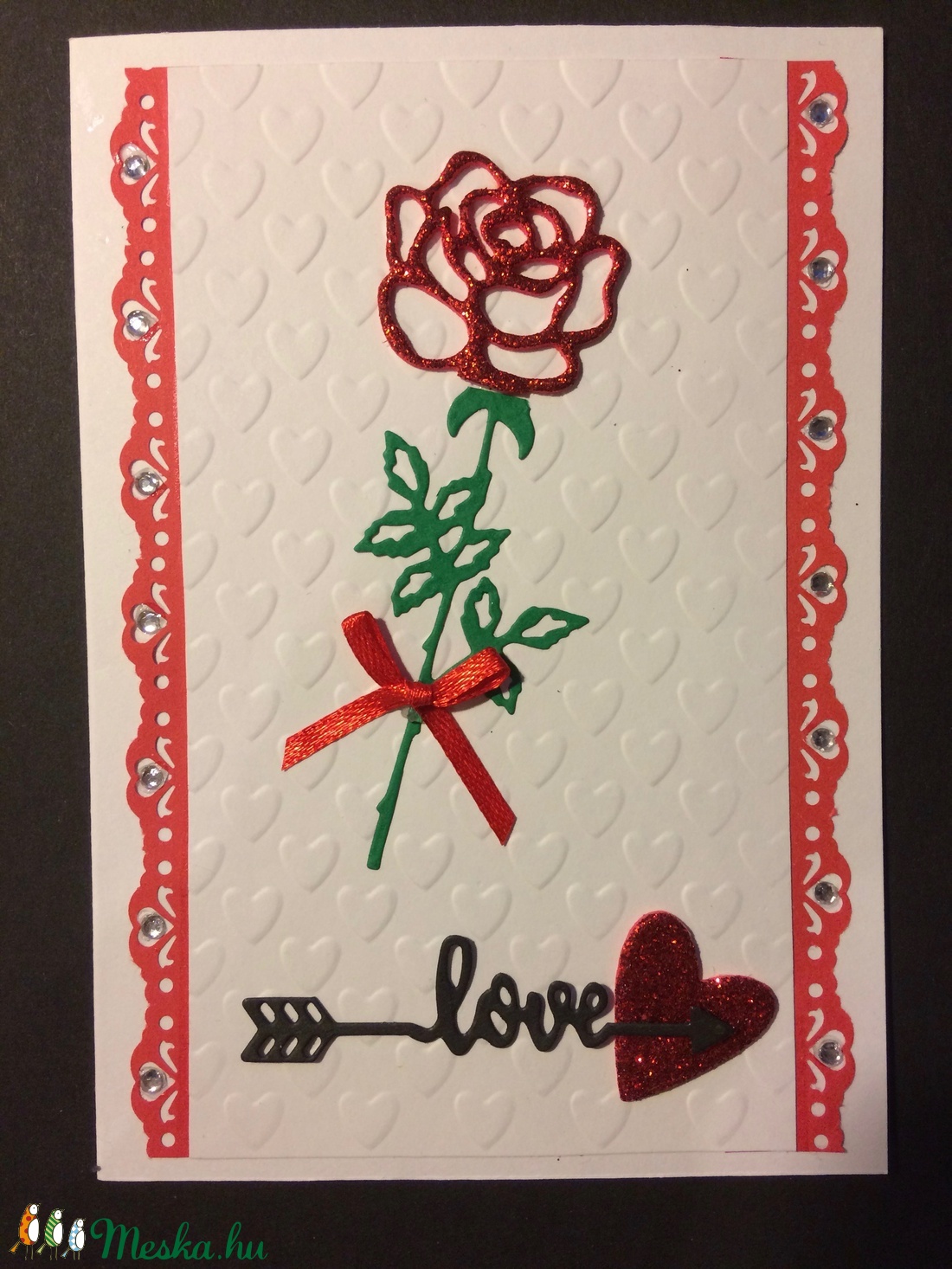 Szerelmes, Valentin napi képeslap 7. rózsa, szív, Valentin nap - otthon & életmód - papír, írószer - ajándékozás kellékei - képeslap, üdvözlőlap - Meska.hu