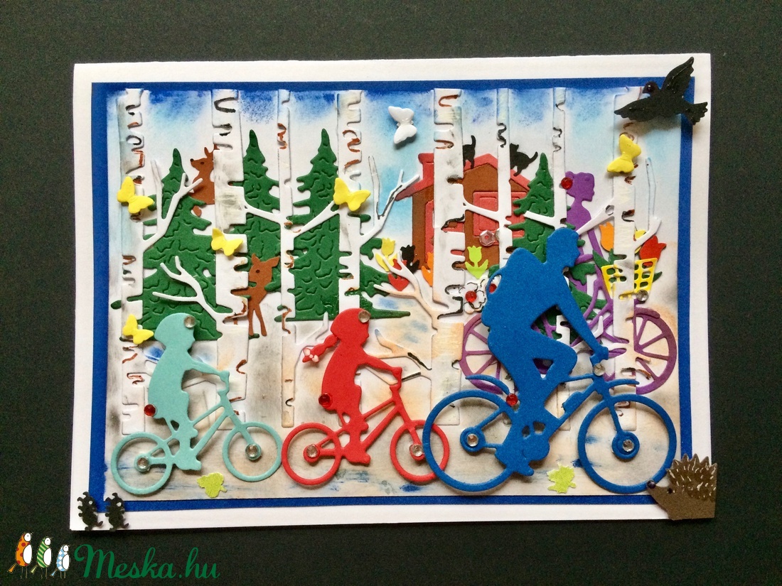 Családi biciklikirándulás 3D-s képeslap -  - Meska.hu