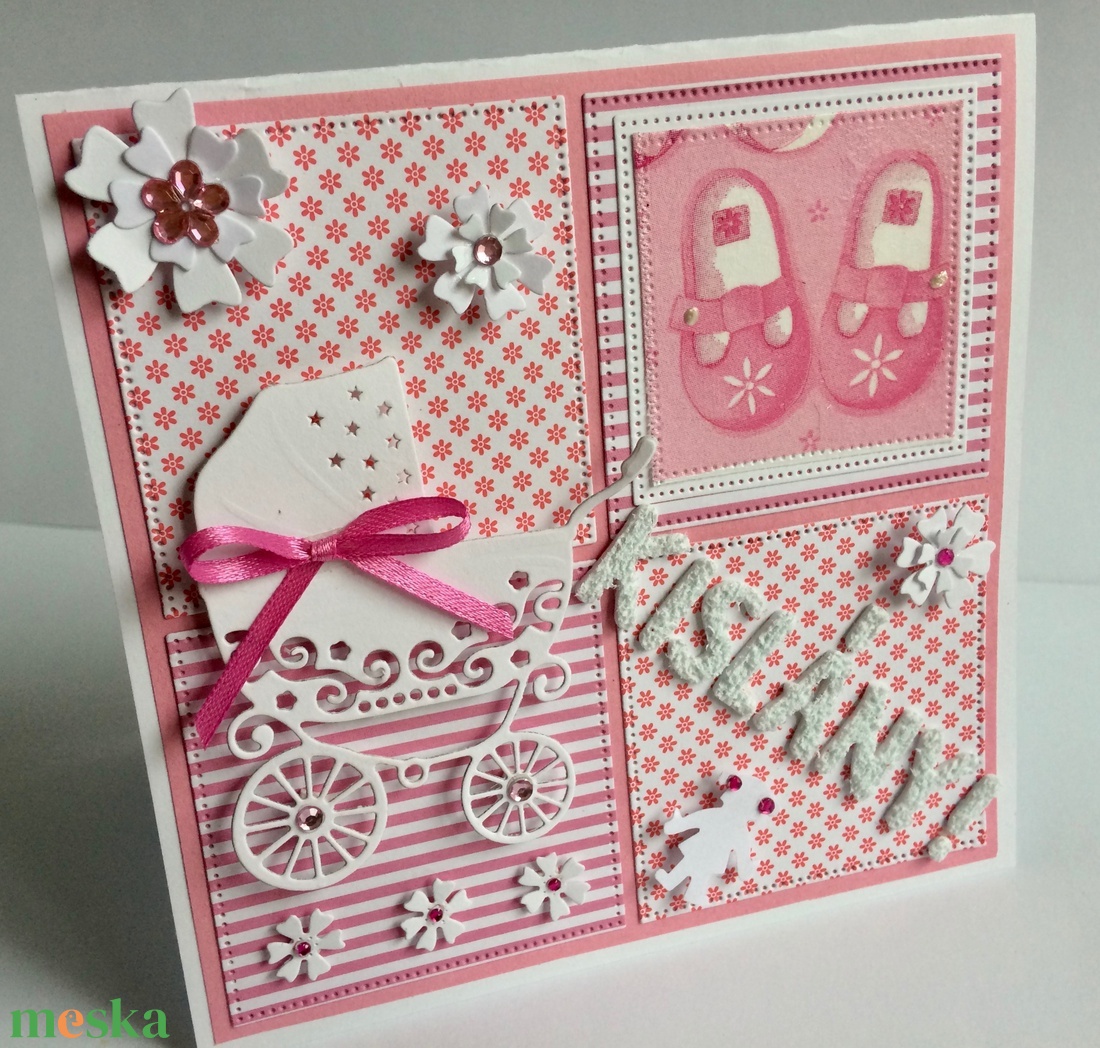 Kisbaba érkezett, babaköszöntő, megérkeztem , megszületett képeslap, üdvözlőlap 3D - otthon & életmód - papír, írószer - ajándékozás kellékei - képeslap, üdvözlőlap - Meska.hu