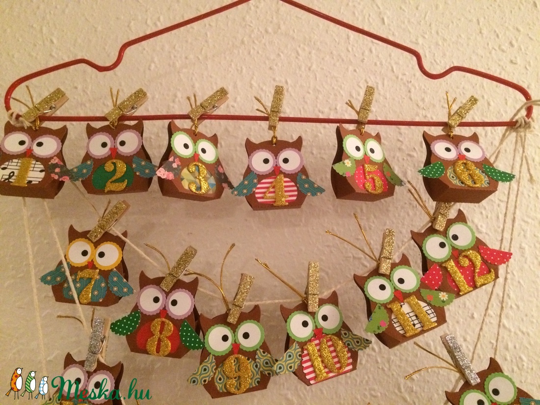 Adventi naptár bagoly 24db, Advent, Karácsony - karácsony - Meska.hu