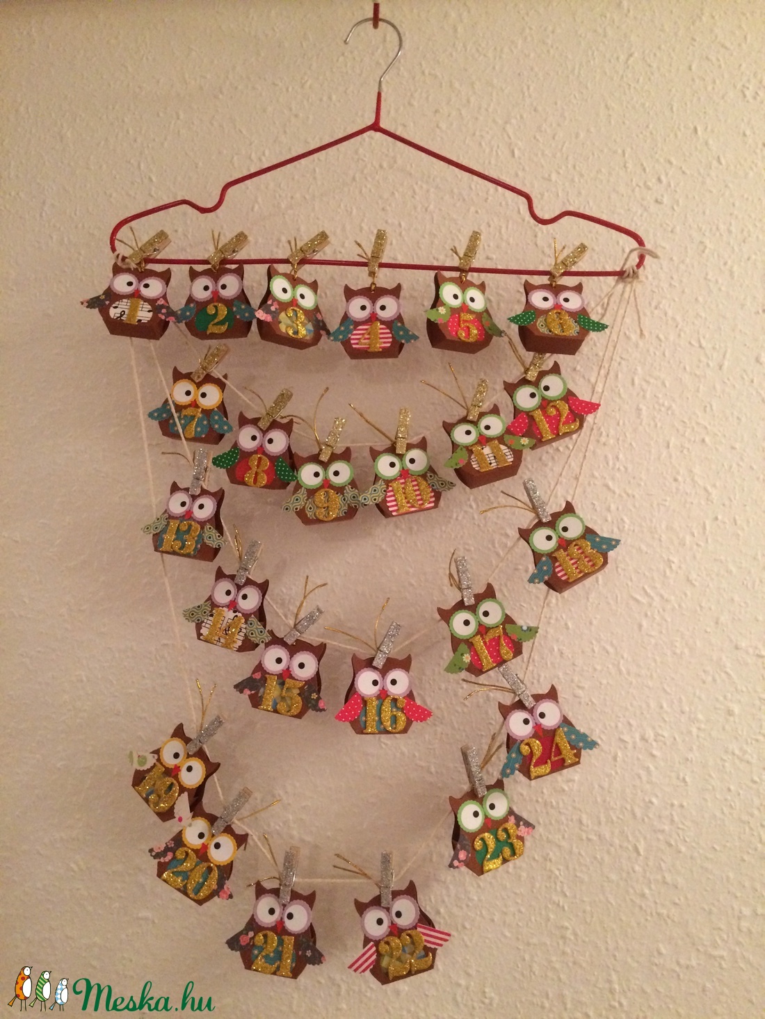 Adventi naptár bagoly 24db, Advent, Karácsony - karácsony - Meska.hu